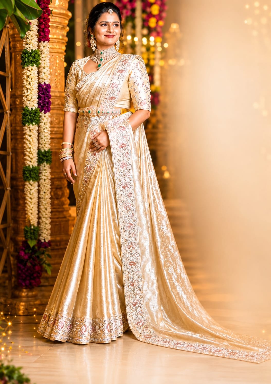 Special wedding pure kanchipattu silver jari 