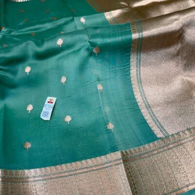 Handloom pure Kora silk saree kadhua weaving booties