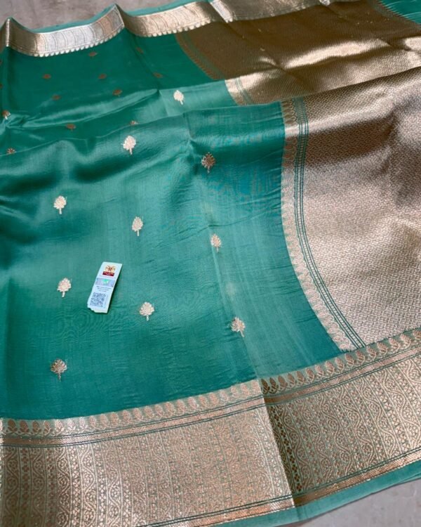 Handloom pure Kora silk saree kadhua weaving booties