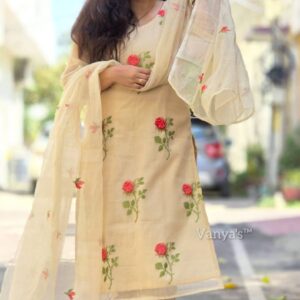 Beautiful embroidery kota doria three-piece suit