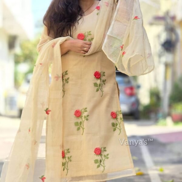 Beautiful embroidery kota doria three-piece suit