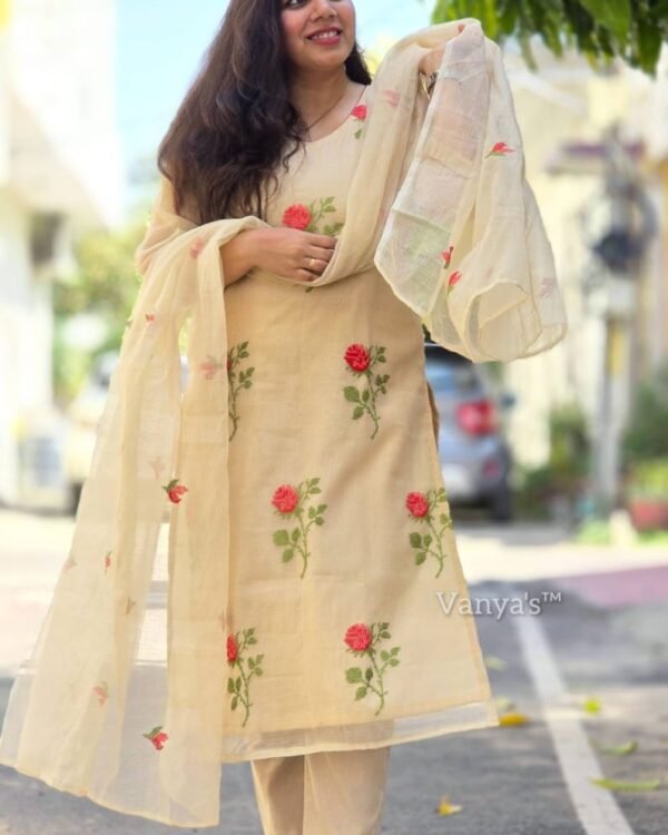 Beautiful embroidery kota doria three-piece suit