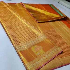 New kanchipattu tissue Meena work brocade