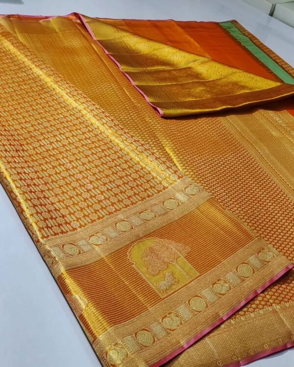 New kanchipattu tissue Meena work brocade