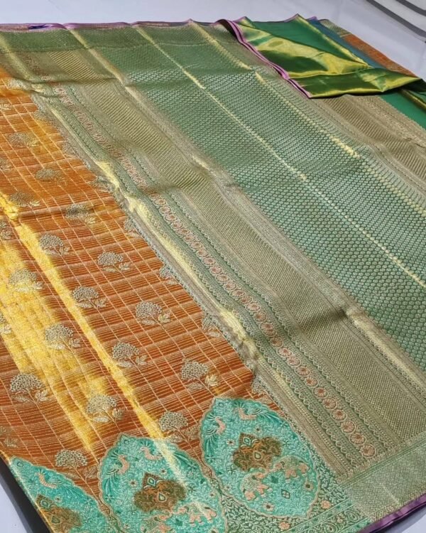 Pure kanjeevaram tissue floral meenakari designs