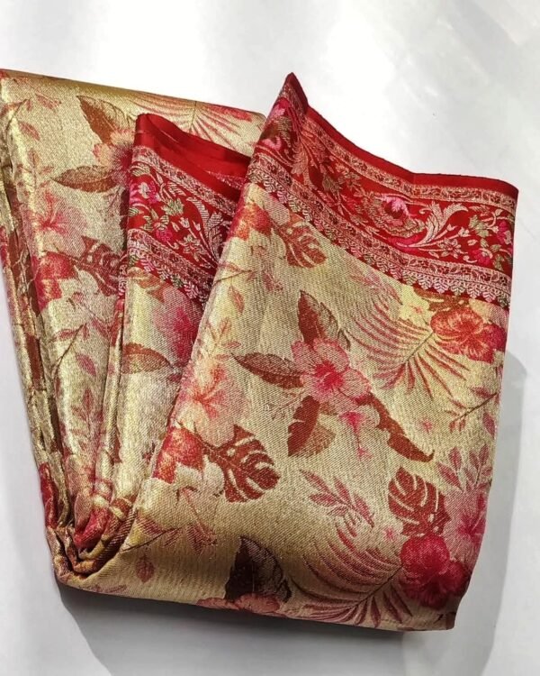 Pure kanchipattu tissue floral 5D meenakari 