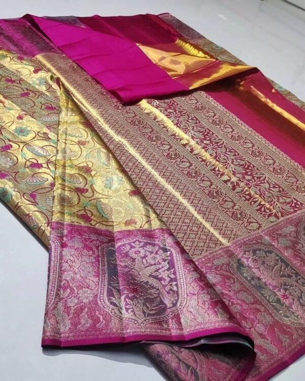 New Bridal wear pure kanchipattu meenakari brocade