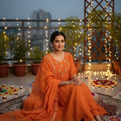 Exclusive Cotton Kurta in Orange
