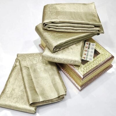 Pure kanchipattu floral all over silver jari