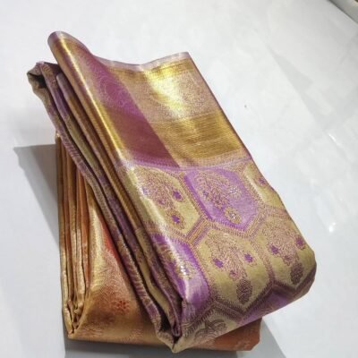 New Pure kanchipattu Tissue Floral Meenakari