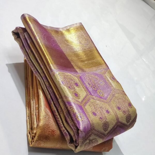 New Pure kanchipattu Tissue Floral Meenakari
