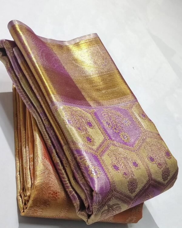 New Pure kanchipattu Tissue Floral Meenakari