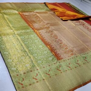 Pure kanchipattu tissue edge to edge Meenakari