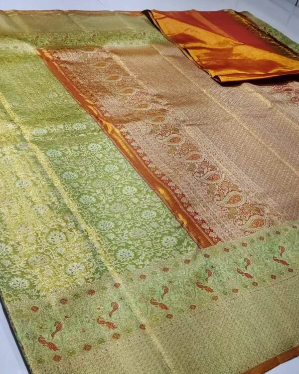 Pure kanchipattu tissue edge to edge Meenakari