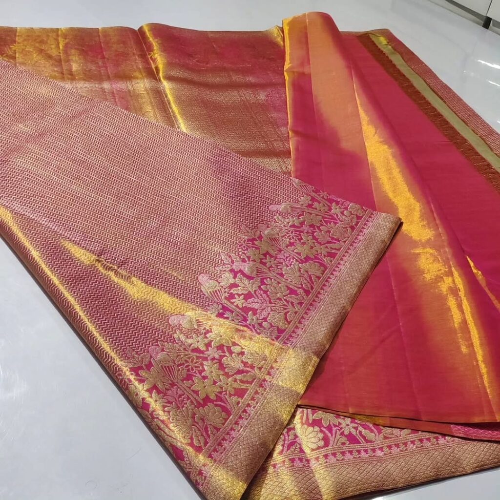 New Pure kanchipattu tissue Meenakari boarder
