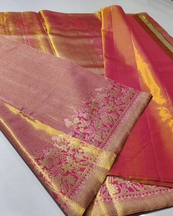 New Pure kanchipattu tissue Meenakari boarder