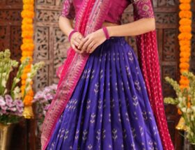 Blue ikkat soft silk Lehenga Set Where To Buy A Festival Lehenga