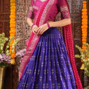 Blue ikkat soft silk Lehenga Set