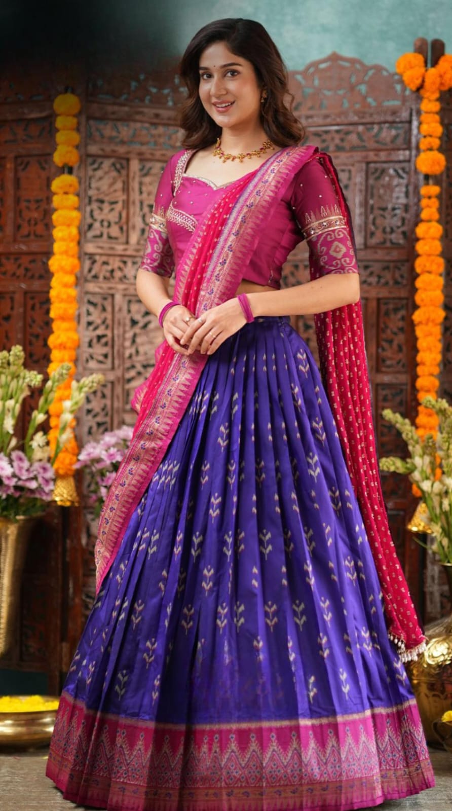 Blue ikkat soft silk Lehenga Set 14 Blue ikkat soft silk Lehenga Set