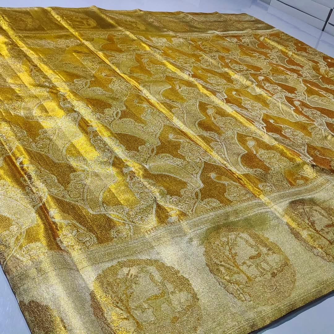 New pure kanchipattu tissue Meenakari boarder