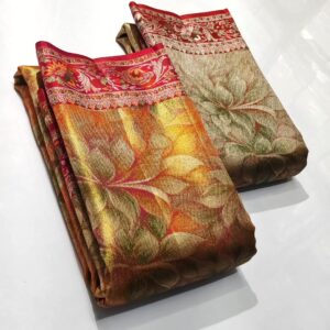 Pure kanchipattu tissue edge to edge 1g meenakari 5d designs