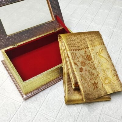 Pure kanchi pattu all over gold and silver jari