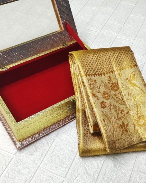 Pure kanchi pattu all over gold and silver jari