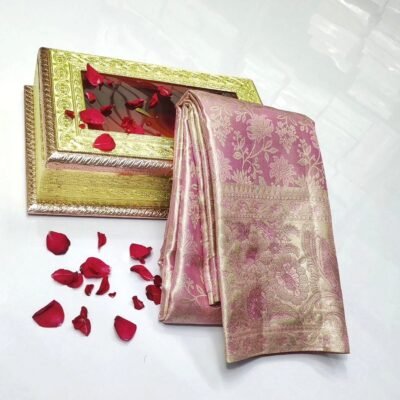 Pure kanchi pattu tissue floral edge to edge Meenakari brocade