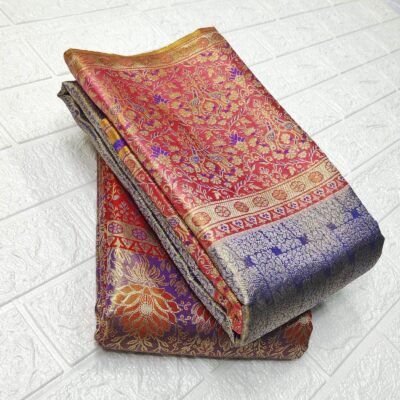 Pure kanchipattu tissue 4d Meenakari brocade