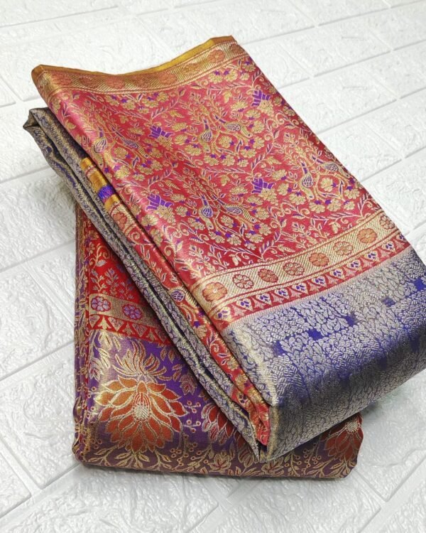 Pure kanchipattu tissue 4d Meenakari brocade