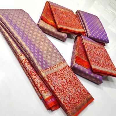 Pure kanchi pattu tissue Meenakari border with all over brocade butties