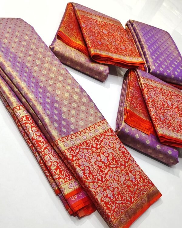 Pure kanchi pattu tissue Meenakari border with all over brocade butties