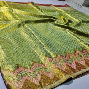 Wedding collection pure kanchipattu tissue Meenakari checks uniqe designs