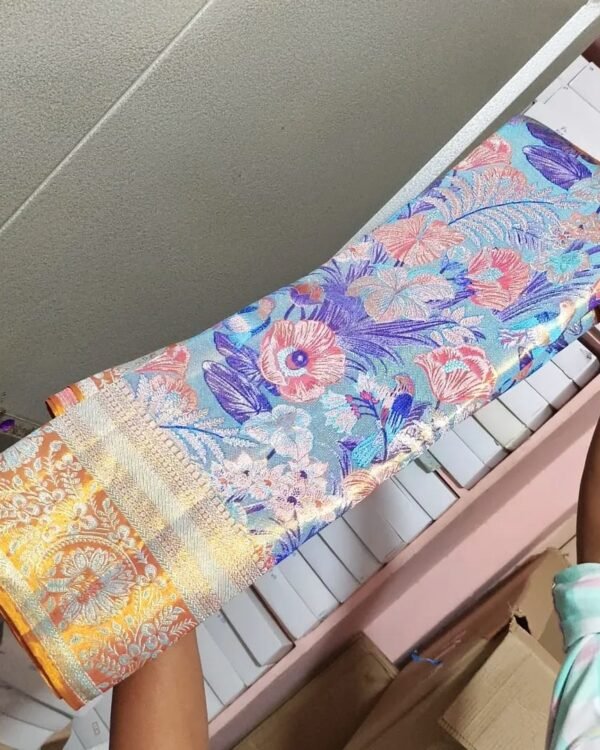 New Pure kanchi pattu tissue floral 4d exclusive designs