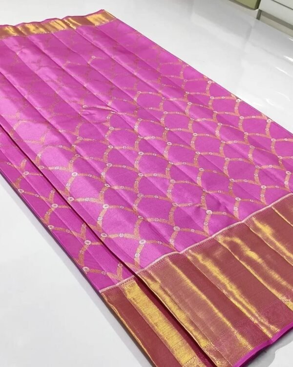 Special Pure Kanchipuram Resham warp Meena work designs 