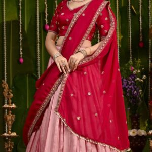 Laxmi Wine Russian Silk Lehenga Set