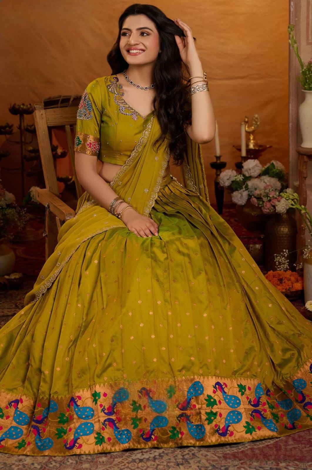 Special Paithani Silk Mustard Lehenga Set 22 Paithani Silk Mustard Lehenga Set