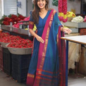 Saanchi Kurta Set in Peacock Blue