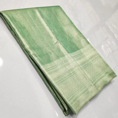 Pure kanchi pattu tissue edge to edge Meenakari brocade