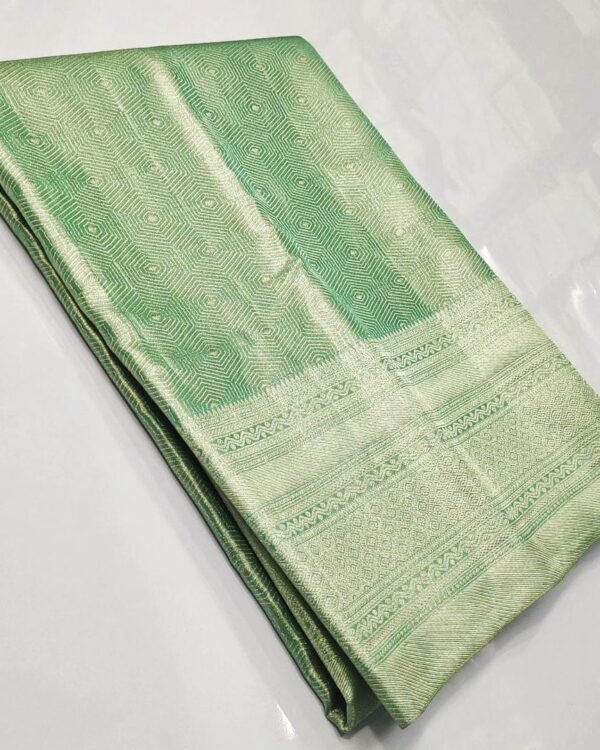 Pure kanchi pattu tissue edge to edge Meenakari brocade