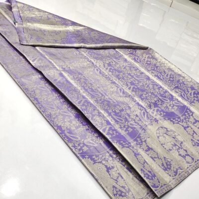 Exclusive premium quality pure kanchi pattu tissue floral edge to edge Meenakari brocade