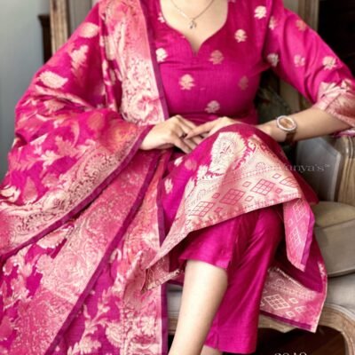 Elegant pure banarsi silk jacquard self zari thread banarsi suit