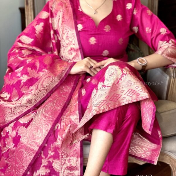 Elegant pure banarsi silk jacquard self zari thread banarsi suit