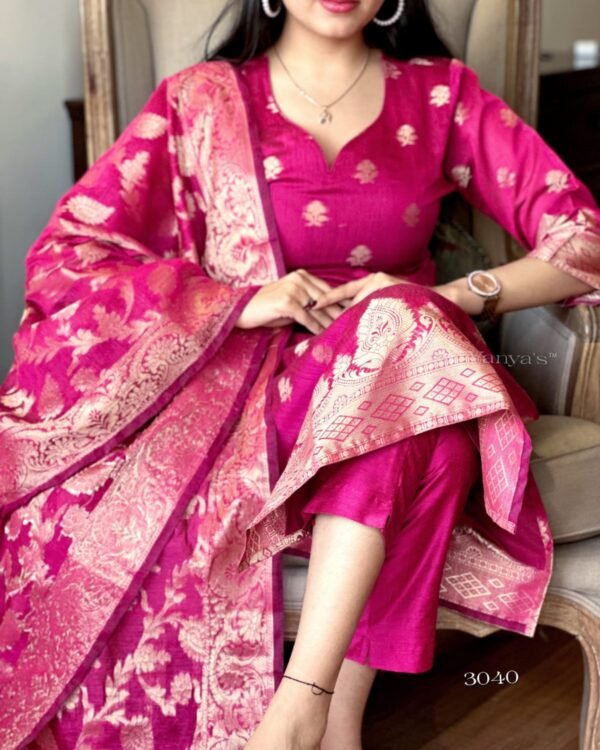 Elegant pure banarsi silk jacquard self zari thread banarsi suit