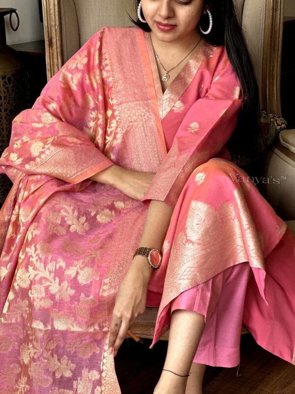 Pure banarasi silk jacquard self zari thread banarasi suit - Image 8