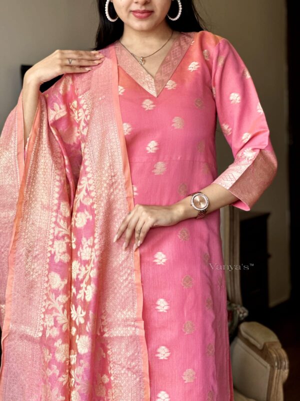 Pure banarasi silk jacquard self zari thread banarasi suit - Image 6