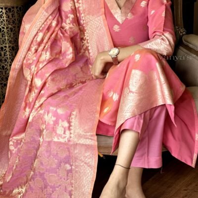 Pure banarasi silk jacquard self zari thread banarasi suit