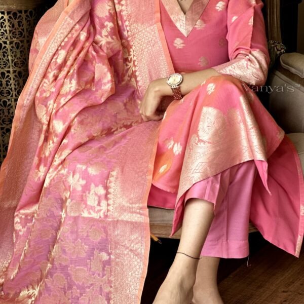 Pure banarasi silk jacquard self zari thread banarasi suit