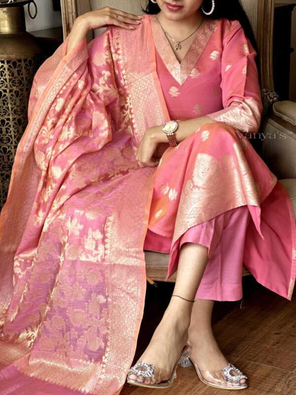 Pure banarasi silk jacquard self zari thread banarasi suit