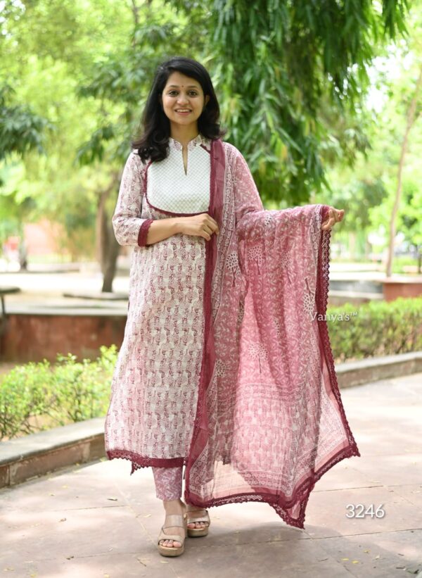 Crocia lace work on kurta and dupatta - Image 11